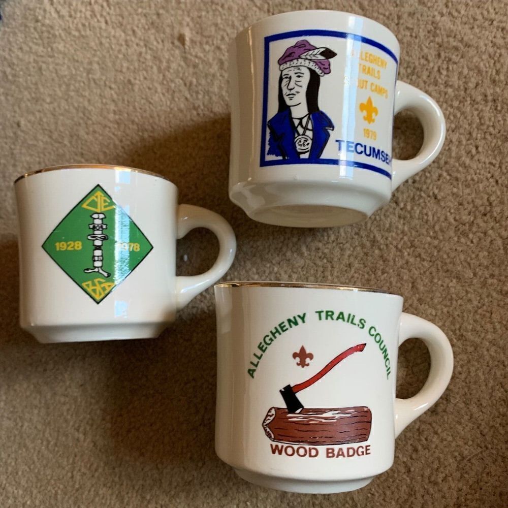 3 Vintage Boy Scout Coffee Cups